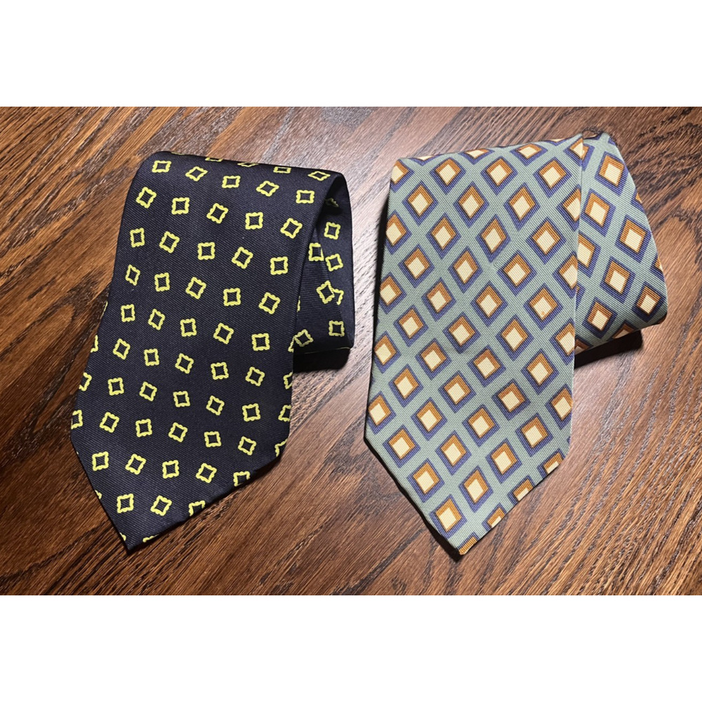 Lot 2 Silk J Crew Ties Classic 4 Inch Geometric Pattern